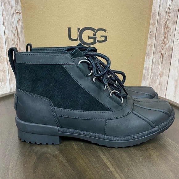 UGG Heather Leather Waterproof Lace Up Boot Size 6 Women - Picture 3 of 14